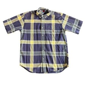 Tommy Hilfiger Kids Plaid Short Sleeve Button Up Shirt Large‎ L Cotton Blend
